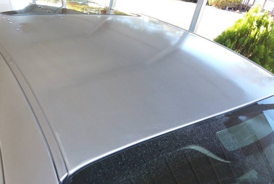 After: glossy Jaguar roof restored by machine polishing and protected by Gleam Team Mobile Detailers in Charlotte NC